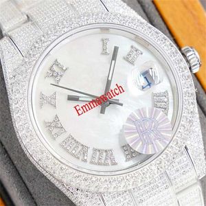 Designer horloges CZ Silver Diamonds Types Bekijk Romeinse cijfers Shell Dial Automatische zelfopwindende mannen