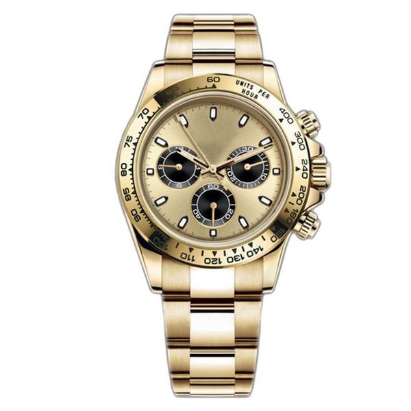 Relojes de diseño Moda clásico Movimiento automático Relojes de 40 mm Reloj deportivo de acero inoxidable completo Montre de regalos luminoso Relojes Dayton con esfera dorada a prueba de agua