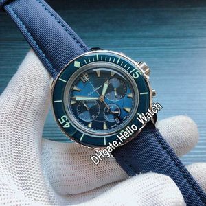 Designer horloges vijftig vadems 50 fathoms 5085FB-1140-52 Chronographe Flyback Quartz Chronograph Mens Horloge Blauw Dial Steel Case Nylon Strap horloge Korting