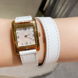 Designer horloges voor dames 23 mm voor dames Parelmoer schelp wijzerplaat Zwitsers quartz uurwerk Dubbele lus riem vierkant gezicht nantucket serie dames elegant cadeau