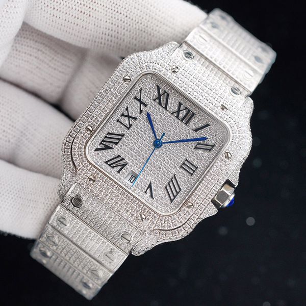montres de créateurs Full Diamond Mens Watch Montres mécaniques automatiques 40mm avec bracelet en acier serti de diamants Swarovski Montre-bracelet Fashion Business G29X P5QP