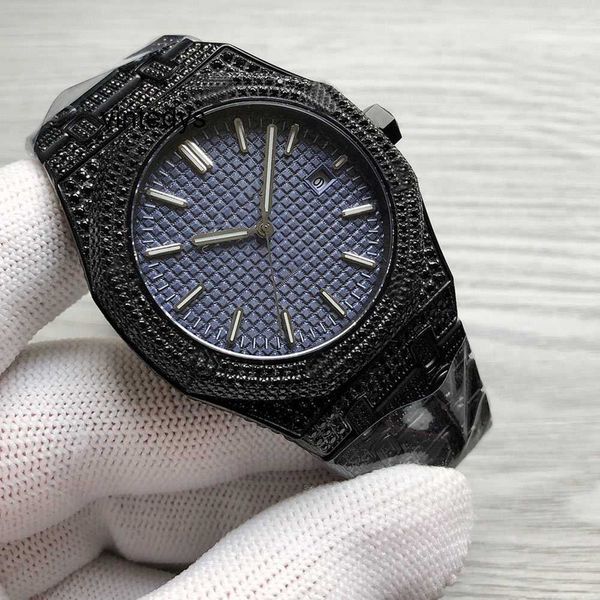 Relojes de diseñador Reloj de diamantes hecho a mano Automático Mecánico 41 mm Zafiro negro