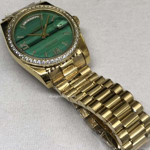 designer horloges van hoge kwaliteit klassiek automatisch arbeidslog parel goud drie rijen groen mechanisch horloge Rr001