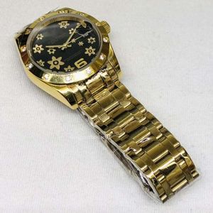 designer horloges van hoge kwaliteit klassiek Laojia Log Gold Black Flower volledig automatisch mechanisch horloge Rz1428