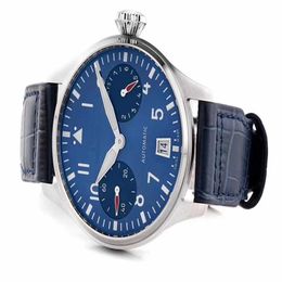 Designer Horloges Men Watch Wolshipwatch Boutique 46mm Londen Kwaliteit Blue Ceramic Dial Echte lederen band A51111 Automatische piloot 501008 SAP2467