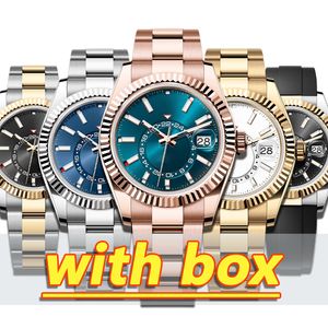 Relojes de diseño Reloj para hombre de alta calidad Top SKY Movimiento mecánico automático Relojes 904L Cristal de zafiro con caja Reloj de pulsera luminoso de acero inoxidable