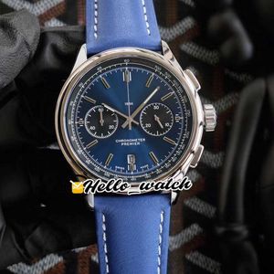 Designer horloges Premier B01 Steel Case AB0118A61C1P1 VK Quartz Chronograph Mens Watch Stopwatch Blue Dial Blue Lederen Band HWBR KORTING