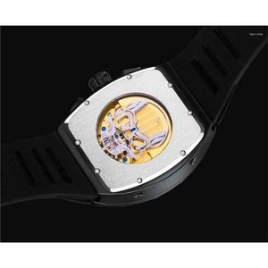 Designerhorloges Riicardsmilles GUANQIN Horloges Automatische skelet-mechanische band Beroemde rubberen tourbillon-saffier Waterdichte lichtgevende klok LY