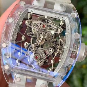 Relojes de diseño Riichardsmilles cuerda automática Ruedas esqueléticas transparente automático Nueva versión suave Vidrio de zafiro de segunda mano Calidad superior todas las funciones LY