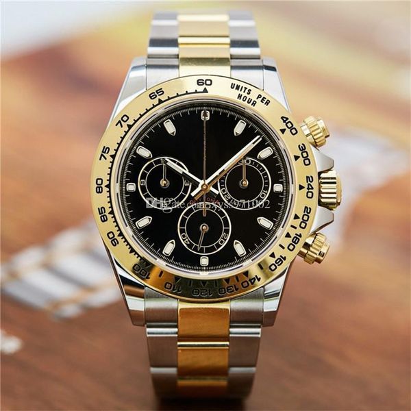 Relojes de diseño Rolx Premium 2813 Relojes de moda mecánicos automáticos 116503 Modelo 40 mm Esfera negra Correa de acero inoxidable de oro de 18 quilates Cristal de zafiro Hombres X9EGS