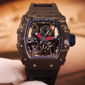 Ontwerper Horloges Stijl Zwart Skelet Dial 35-01 Automatische Mens Horloge NTPT Zwart Carbon Fiber Case Sapphire Glass Rubberen band 2 Kleur
