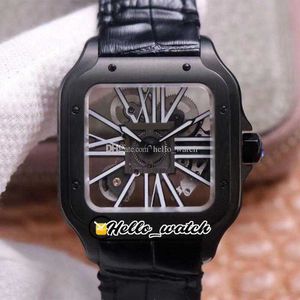 Designer Horloges Tom Holland Dumont Whsa0009 Mens Watch Skeleton Swiss Ronda 4S20 Quartz Analoge Mechanische PVD Staal Alle zwarte lederen HWRX Korting