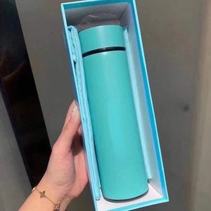 Bouteille d'eau design avec boîte-cadeau Cyan, affichage intelligent de la température, tasses en acier inoxydable 304, tasse d'affaires créative, cadeau