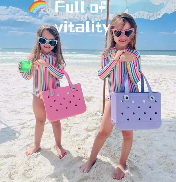 Diseñador Cesta de PVC impermeable Borg Bolsa de playa Compras para niña Bolso de lujo Viaje Bolso grande Plástico hueco Boche Bolso de verano Fin de semana