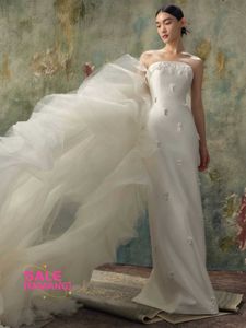 Robe de mariée de créateur de style français robe de mariée en queue de poisson 2024 Nouvelle collection de style satin forestier avec texture haut de gamme