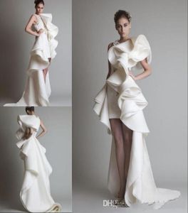 Robes de mariage designer One épaule Appliques Ruffles Sheat Hilo Organza Whiteed Whiteivory Krikor Jabotian Bridal Dress7355332