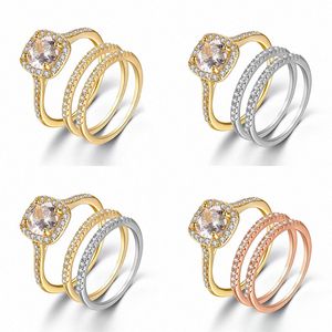 Designer trouwring set voor vrouwen verlovingsringen diamant zilver goud heren luxe sieraden geschenken vrouw 86RI #