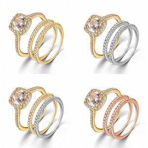 Designer trouwring set voor vrouwen verlovingsringen diamant zilver goud heren luxe sieraden geschenken vrouw g1pb #