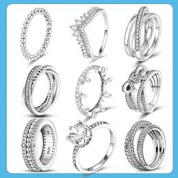 Designer Wedding Rings 925 Silver Triple Stackable Heart Zirkoon vingerring voor vrouwen Betrokkenheid Bruid Anel Gift Rings sieraden