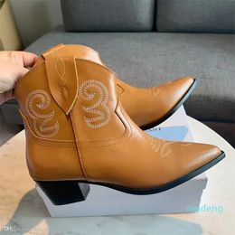 Ontwerper -Westerse cowboy short laarzen schoenen kalf leer gesneden motorfiets laarzen mode dames Knight Roman Boots