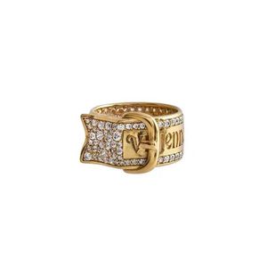 Designer Westwoods Classic Saturn Belt Buckle Full Diamond Diamond Ring Neutral Planet Letter Nail