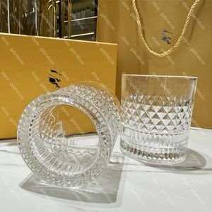 Designer whisky paar glaswijn huizen creatieve diamant gesneden wijn glas bodem logo print transparante kristal wijn cup bar bier glas 2/set met cadeaubon