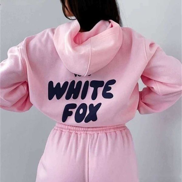 Diseñador White Fox Sudadera con capucha Conjuntos de chándal Conjunto de ropa Mujer Primavera Otoño Invierno Nueva sudadera con capucha Conjunto Moda deportiva Jersey de manga larga con capucha Qa