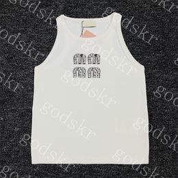 Designer White Tanks Letter Beaded T Shirt Womens Knitted Camisoles Original Quality Ladies Clothing