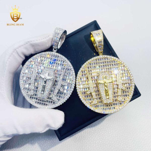 Designer en gros de bijoux hip hop personnalisé glacé sur collier de diamant 5a +