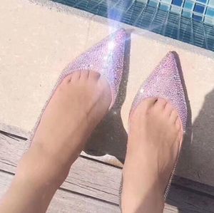 Designer-Groothandel Hoge Kwaliteit Dames Diamond Crystal Trouwschoenen Europa en de Verenigde Staten Puntige Mond Hoge Hak Dames Schoenen Princy