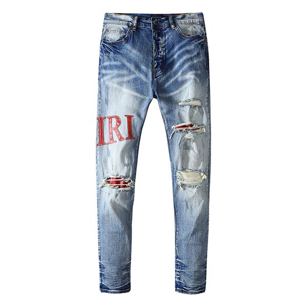 Designer Wholesale - Hommes Ripped Skinny Straight Fit Stretch pour Bike Jeans Pantalons Mode Straight Slim Jeans28-40