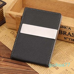 Designer-Wholesale- Mens Thin Leather Lederen Slim Magic Id Holder Money Clip Wallet Hot 329T