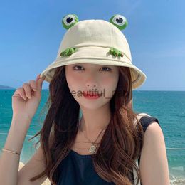 Diseñador Hates de borde ancho Bucket Hats Lindo Adult Frog Fisherman Cartoon Sombrero de padres e hijos Spring y protección solar de verano y gorras de sombrero Sunshade