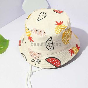 Designer brede rand hoeden emmer hoeden fruit cartoon all-over gedrukte dubbelzijdige vissershoed voor mannen en vrouwen zonneschade zon hoed zonbescherming hoed caps