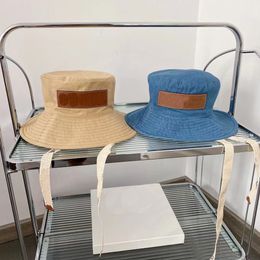 Designer brede rand zomers mannen dames string retro hoed bucket contrast kleur zon hoeden