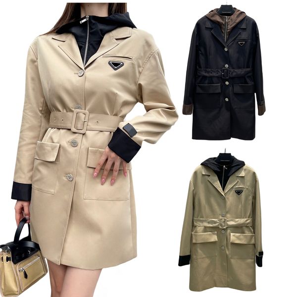 Designer Windbreaker Trench Coats's Trench Coats P-RA de haute qualité recyclé manteau de nylon marque pour femmes externes