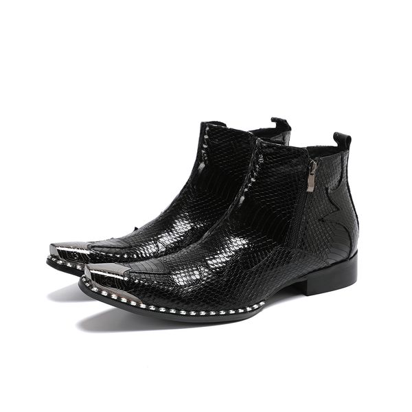 Designer Brand d'hiver Men authentique la cheville botte mande robe formelle chaussures cuir chaussures zip moto bottes courtes noires 5479 s