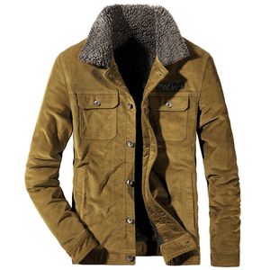 Designer hiver velours côtelé épaissir polaire hommes veste manteau col de fourrure militaire bombardier pilote veste Chaqueta hombre grande taille 4XL