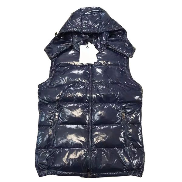 Diseñador Invierno Chaleco de plumón Insignia de color sólido chaqueta de plumón sin mangas abrigo de edredón Cremalleras Cortavientos puffer campus Chaqueta con capucha chaqueta de ciclismo a prueba de viento