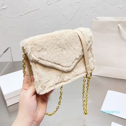Ontwerper- Winter Furry Classic Flap Messenger Bags Gold Hardware Chain Cross Body Schouder Clutch Luxe Cosmetische Dagelijkse Handtassen 18 * 11cm