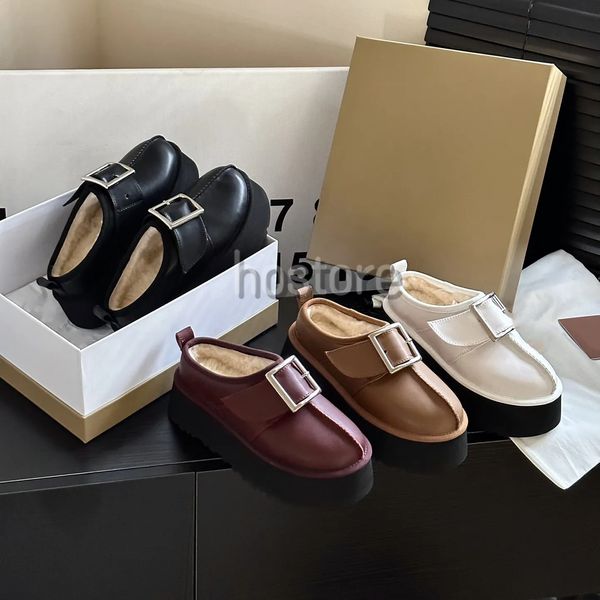 Tasman Designer Winter Indoor UG Mocassins Chaussures en cuir Australien laine peluche ug pantoufle chaussures habillées pour femmes plate-forme boucle en métal de luxe Tasman mocassins décontractés