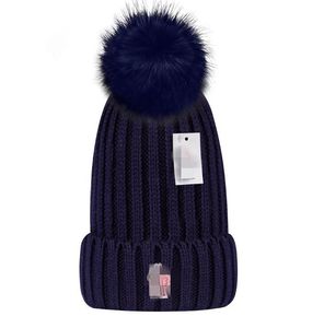 Designer hiver tricoté Bonnet chapeau femmes gros tricot épais chaud fausse fourrure Pom Pom bonnets chapeaux femme Bonnet Bonnet casquettes
