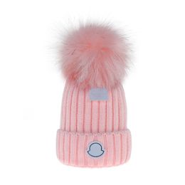 Designer hiver bonnet tricoté chapeau de laine femmes grosse femme béret chapeau béret solide noël coton chapeau fausse fourrure chapeaux casquettes 22 couleurs grand fil teint unisexe