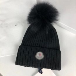 Designer inverno malha gorro de lã feminino grosso malha grossa quente pele do falso pom gorros chapéus feminino gorro bonés 9 color258s