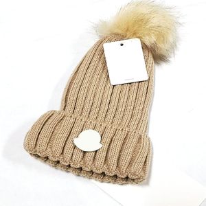 Designer hiver tricoté bonnet de laine chapeau femmes gros tricot épais chaud fausse fourrure pom bonnets chapeaux femme bonnet bonnet casquettes 6 couleurs haute 2023