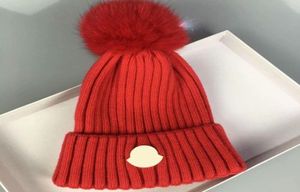 Gorro de punto de invierno de diseñador, gorro de lana para mujer, gorro de punto grueso y cálido con pompón de piel sintética, gorros para mujer, gorro, gorros 6394424