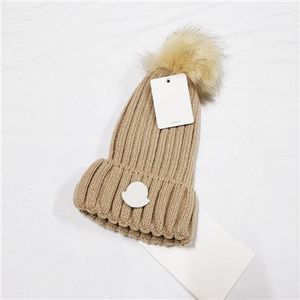 Designer hiver tricoté bonnet de laine chapeau femmes gros tricot épais chaud fausse fourrure pom bonnets chapeaux femme bonnet bonnet casquettes 11 couleurs haute qualité O900