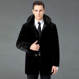Manteau d'hiver en fourrure de vison pour hommes, de styliste, pour hommes moyens et âgés, mi-longueur, Haining intégré 3VV8