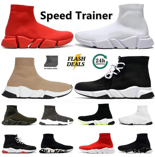 Diseñador de invierno para hombre calcetín zapatos casuales rojo negro triple blanco con cordones neón beige lurex tejido metálico gris oreo para hombre para mujer calcetines de lujo botas entrenadores zapatillas deportivas