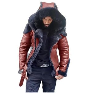 Designer Winter MensJacket Manteau veste de fourrure Style Punk Shopping Automne Et Cuir Daim Fausse Fourrure Faux Cuir Hommes Faux Cuir